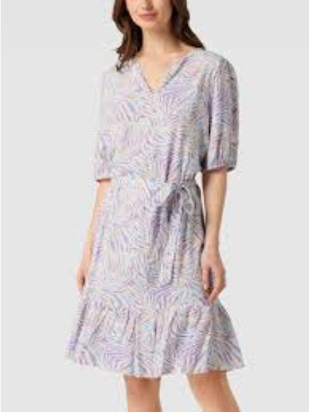 Saint Tropez Pastel Abstract Print Tie Waist Ruffle Hem Dress Size XS